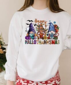 Happy Hallothanksmas Gnomes Halloween Thanksgiving Christmas Tee Shirt