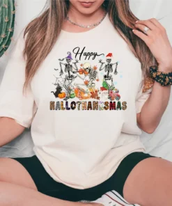 Happy Hallothanksmas Skeleton Tee Shirt