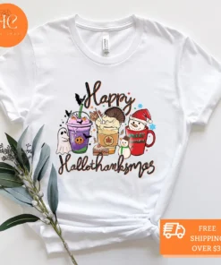 HappyHallothanksmas , Halloween & Merry Christmas , Thanksgiving Tee Shirt