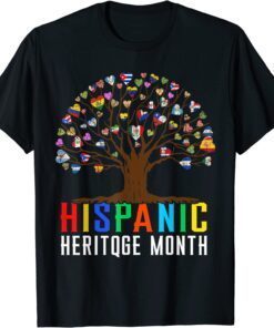 Heart Flag Tree Root Latino National Hispanic Heritage Month Tee Shirt