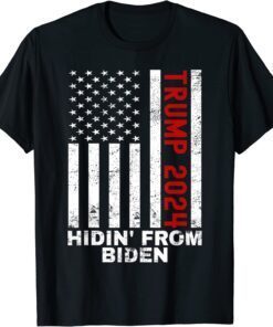 Hidin From Biden Trump 2024 Flag Anti Joe Biden Tee Shirt