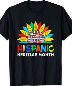 Hispanic Heritage Month Colorful Sunflower Flag Root Latino Tee Shirt