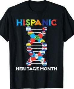 Hispanic Heritage Month DNA Flags Latino Tee Shirt