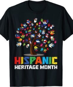 Hispanic Heritage Month Flags - Hand Flag Tree Roots Latino Tee Shirt