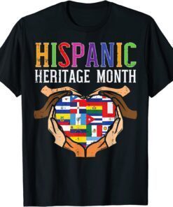 Hispanic Heritage Month Hands Heart Flags Tee Shirt