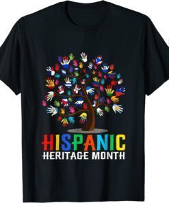 Hispanic Heritage Month Latino Countries Hand Flag Tree Root Tee Shirt