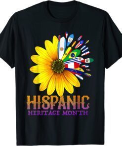 Hispanic Heritage Month National Latino Pretty Flower Flags Tee Shirt