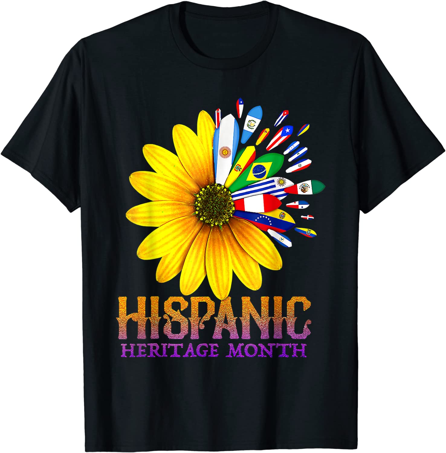 Hispanic Heritage Month National Latino Pretty Flower Flags Tee Shirt Hispanic Heritage Month National Latino Pretty Flower Flags Tee Shirt