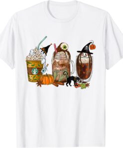Horror coffee latte Pumpkin spice Halloween Tee Shirt