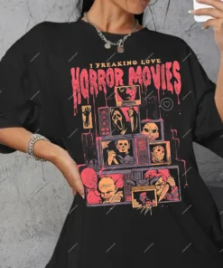 I Freaking Love Horror Movies Halloween Tee Shirt