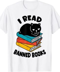 I Read Banned Books Black Cat Reader Bookworm T-Shirt