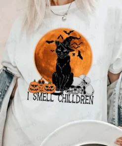 I Smell Children Black Cat Halloween Tee Shirt