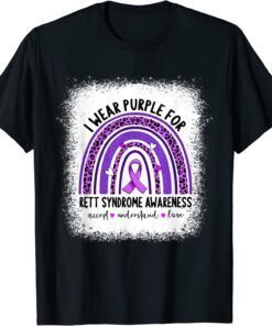 I Wear Purple For Rett Syndrome Awareness Purple Ribbon Tee Shirt