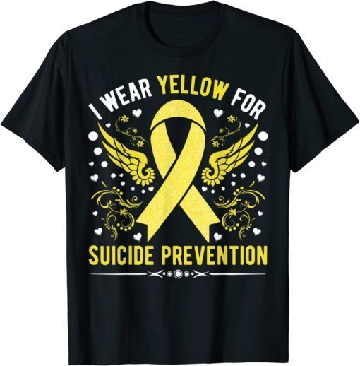 I Wear Yellow For Suicide Prevention Awareness Support Tee Shirt