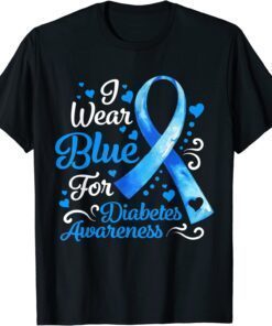 In November We Wear Blue Ribbon Diabetes Awareness Month Tee Shirt