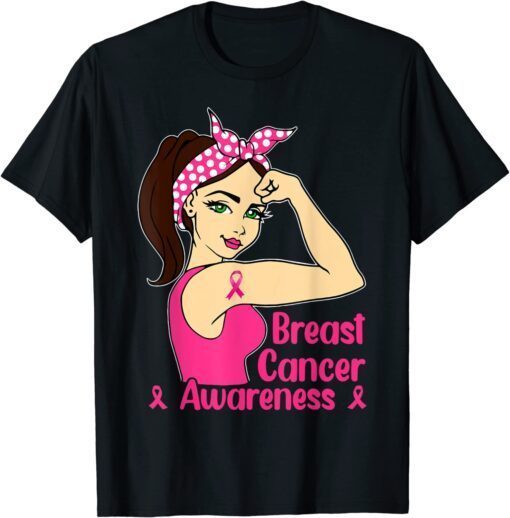 In October We Wear Pink Black Woman Breast Cancer Awareness Tee Shirt