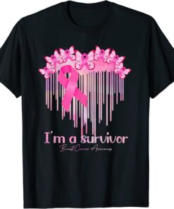 In October We Wear Pink Butterfly Heart Breast Cancer Month T-Shirt