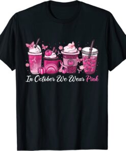 In October We Wear Pink Coffee Latte Fall Autumn Season Tee Shirt