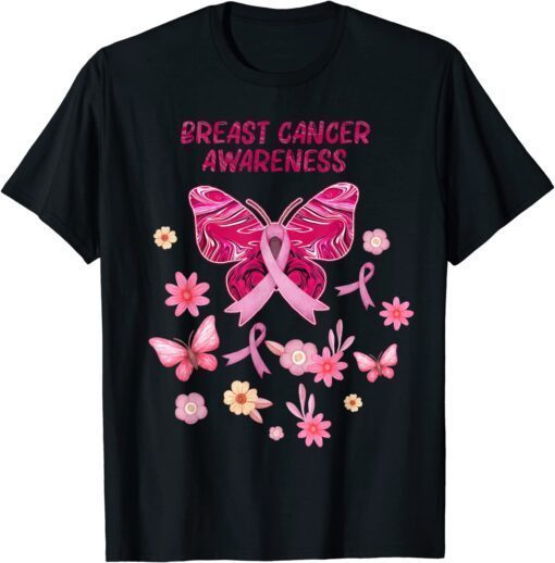 In october We Wear Pink Butterfly Breast Cancer Awar T-Shirt]