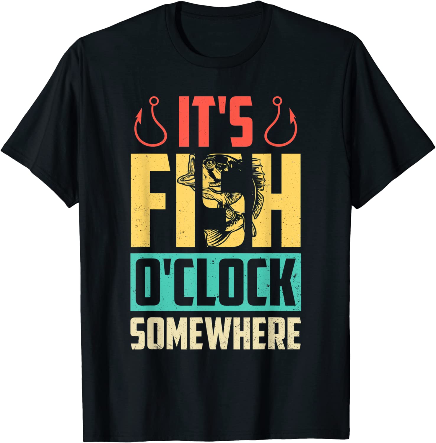 It’s Fish O’clock Somewhere Retro Vintage Fisherman Tee Shirt ...