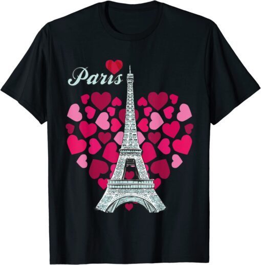 Love Paris Heart Eiffel Tower Souvenir France French Love Tee Shirt