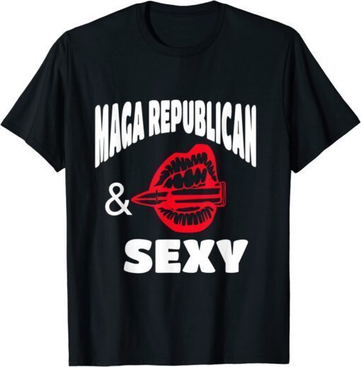 MAGA Republican and Sexy with Red Lips Tee Shirt