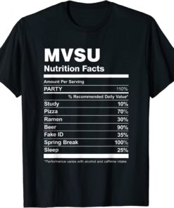 MVSU Nutrition Facts College University Tee Shirt