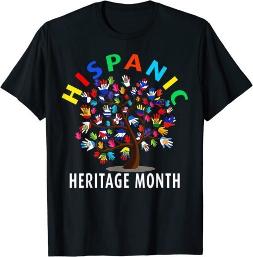 National Hispanic Heritage Month Hand Flag Tree Roots Latino Tee Shirt