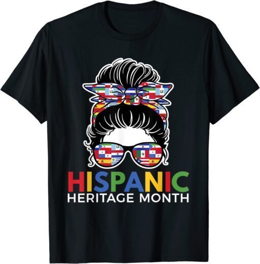 National Hispanic Heritage Month Latina Messy Bun Tee Shirt