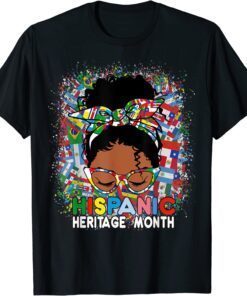 National Hispanic Heritage Month Latina melanin Messy Bun Tee Shirt