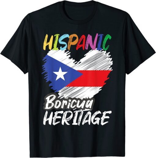 National Hispanic Heritage Month Puerto Rico Flag Bor Tee Shirt
