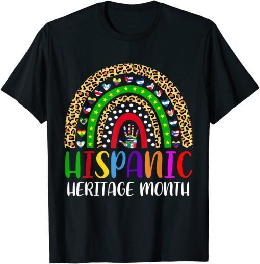 National Hispanic Heritage Month Rainbow All Countries Flags Tee Shirt