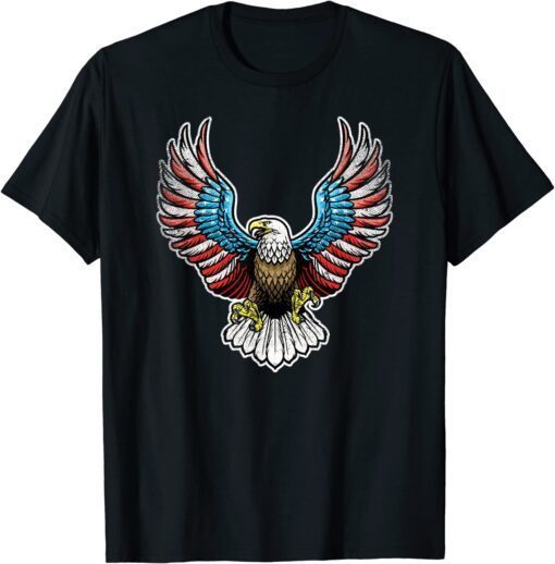 Patriotic Eagle American Flag Distressed Tee Shirt