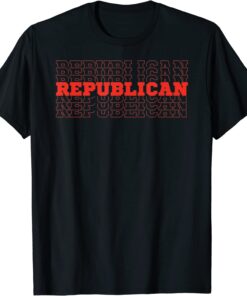 Patriotic Red Stacked Republican Repeat Maga Font Trump Tee Shirt