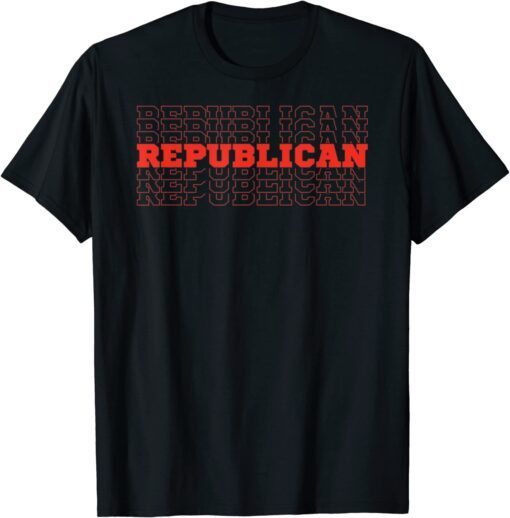 Patriotic Red Stacked Republican Repeat Maga Font Trump Tee Shirt