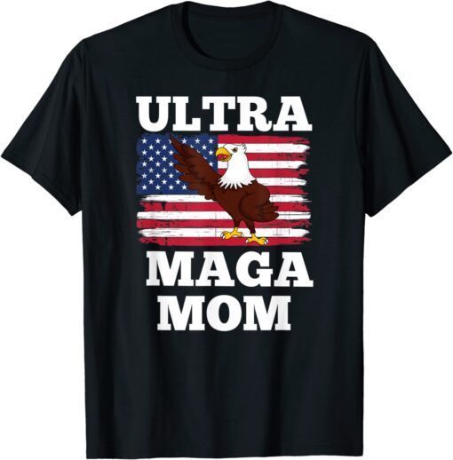 Patriotic Ultra Maga Mom U.S. Flag President Trump Tee Shirt