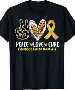 Peace Love Cure Childhood Cancer Awareness Leopart Heart TPeace Love Cure Childhood Cancer Awareness Leopart Heart Tee Shirtee Shirt