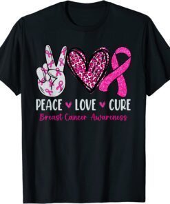 Peace Love Cure Pink RibbonBreast Cancer Awareness Tee Shirt