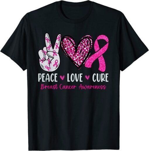 Peace Love Cure Pink RibbonBreast Cancer Awareness Tee Shirt