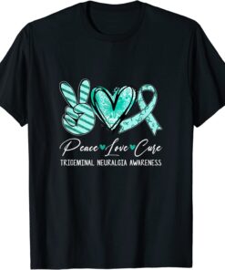 Peace Love Cure Teal Ribbon Trigeminal Neuralgia Awareness Tee Shirt