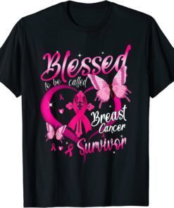 Pink Butterfly Blessed To Be Called Breast Cancer Survivor Tee Shirt