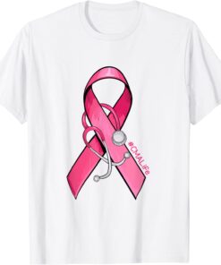 Pink Ribbon Stethoscope CMA Life Breast Cancer Support Tee Shirt