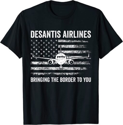 Political DeSantis Airlines Political Meme Ron DeSantis US Flag Tee Shirt