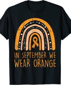 Rainbow September We Wear Orange Leukemia Awareness Ribbon Tee Shirt