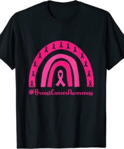 Rainbow pink ribbon breast cancer awareness Tee Shirt