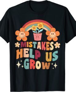 Retro Groovy Teacher Mindset Positive, Mistakes Help Us Grow Tee Shirt