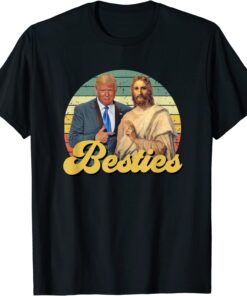 Retro Vintage Trump with Jesus Besties Political Tee Shirt