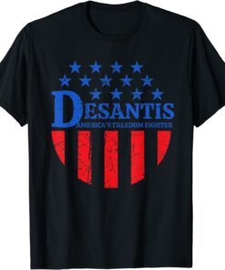 Ron Desantis America's Freedom Fighter Vintage Worn Badge Tee Shirt