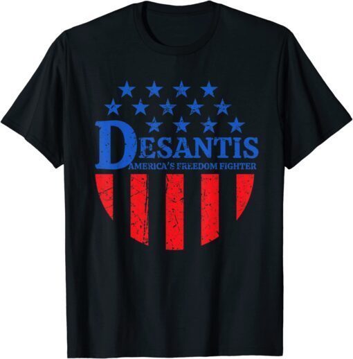 Ron Desantis America's Freedom Fighter Vintage Worn Badge Tee Shirt