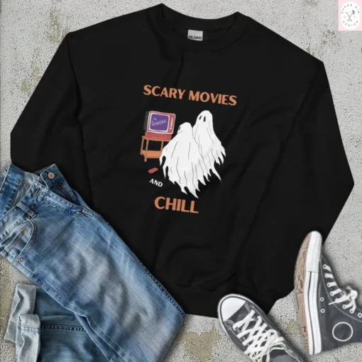 Scary Movies and Chill Halloween Tee Shirt